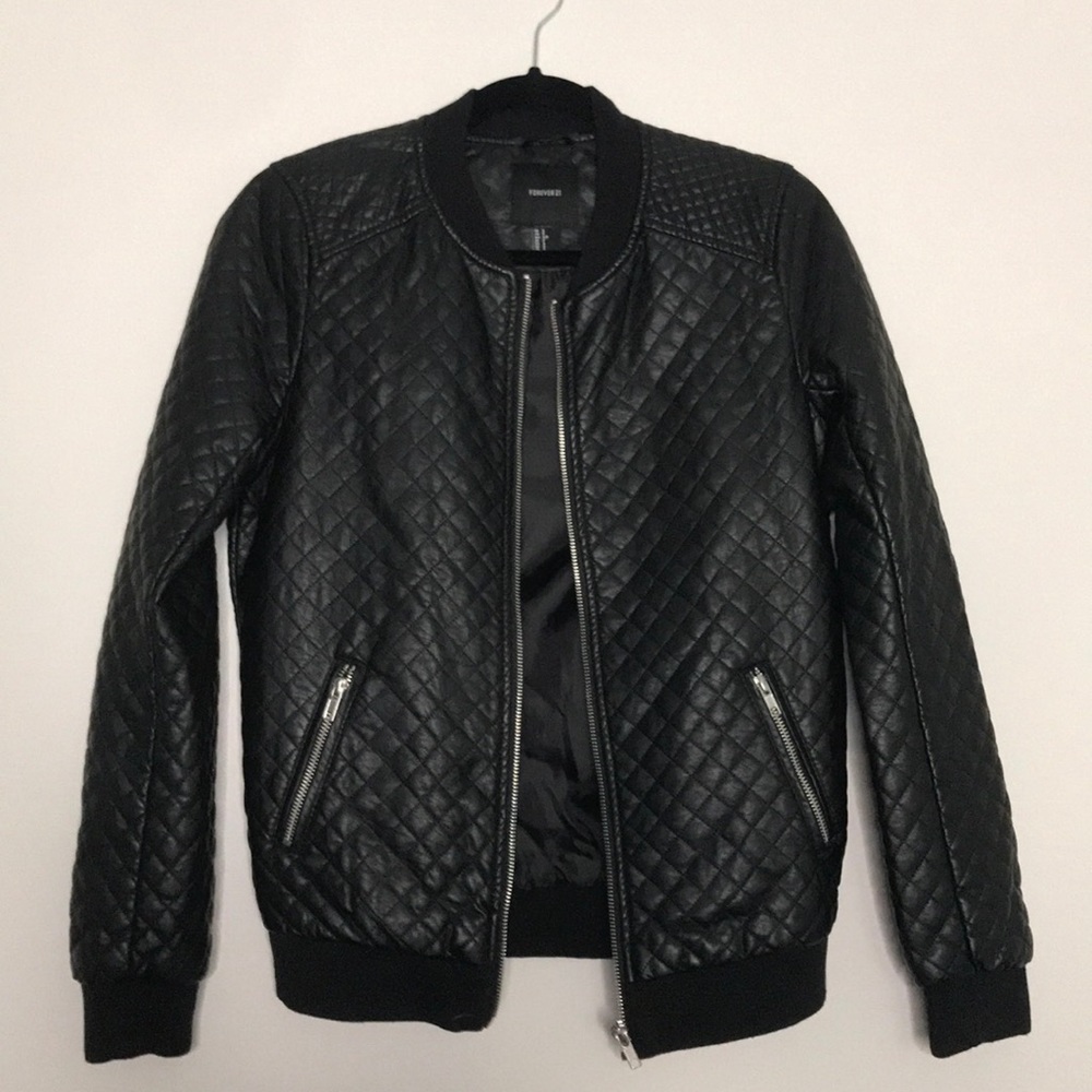 Forever 21 faux leather bomber jacket